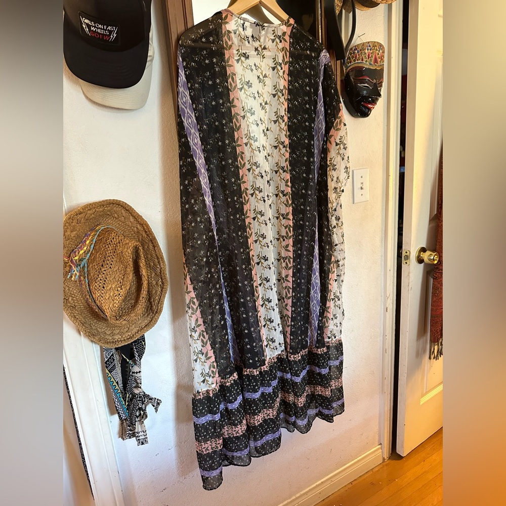 Kimono, chiffon floral stripe - Picture 3 of 4
